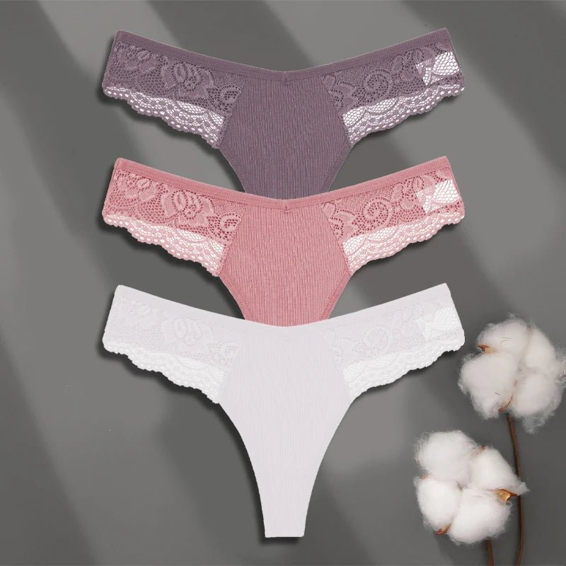 FINETOO 3Pcs Women's Lace Thongs - Breathable Cotton G - Strings - dellidu.com - SET 5 - FINETOO 3Pcs Women's Lace Thongs - Breathable Cotton G - Strings - M - 3pcs - FINETOO 3Pcs Women's Lace Thongs - Breathable Cotton G - Strings - 14:365458#SET 5;154:1433;5:361386 - dellidu.com