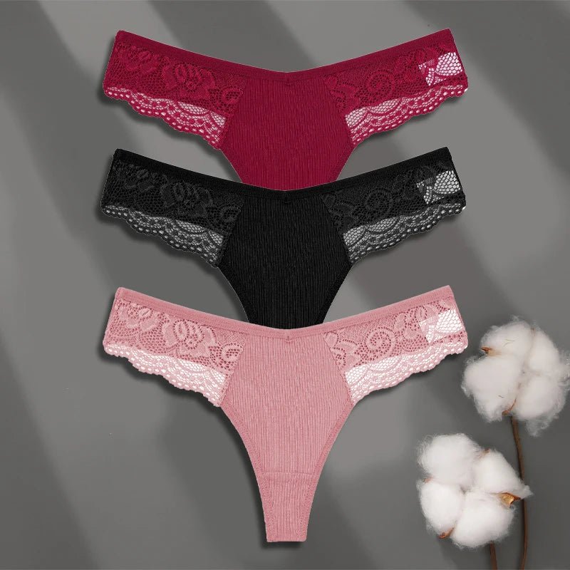 FINETOO 3Pcs Women's Lace Thongs - Breathable Cotton G - Strings - dellidu.com - SET 6 - FINETOO 3Pcs Women's Lace Thongs - Breathable Cotton G - Strings - XL - 3pcs - FINETOO 3Pcs Women's Lace Thongs - Breathable Cotton G - Strings - 14:350850#SET 6;154:1433;5:100014065 - dellidu.com