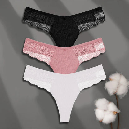 FINETOO 3Pcs Women's Lace Thongs - Breathable Cotton G - Strings - dellidu.com - SET 1 - FINETOO 3Pcs Women's Lace Thongs - Breathable Cotton G - Strings - XL - 3pcs - FINETOO 3Pcs Women's Lace Thongs - Breathable Cotton G - Strings - 14:771#SET 1;154:1433;5:100014065 - dellidu.com