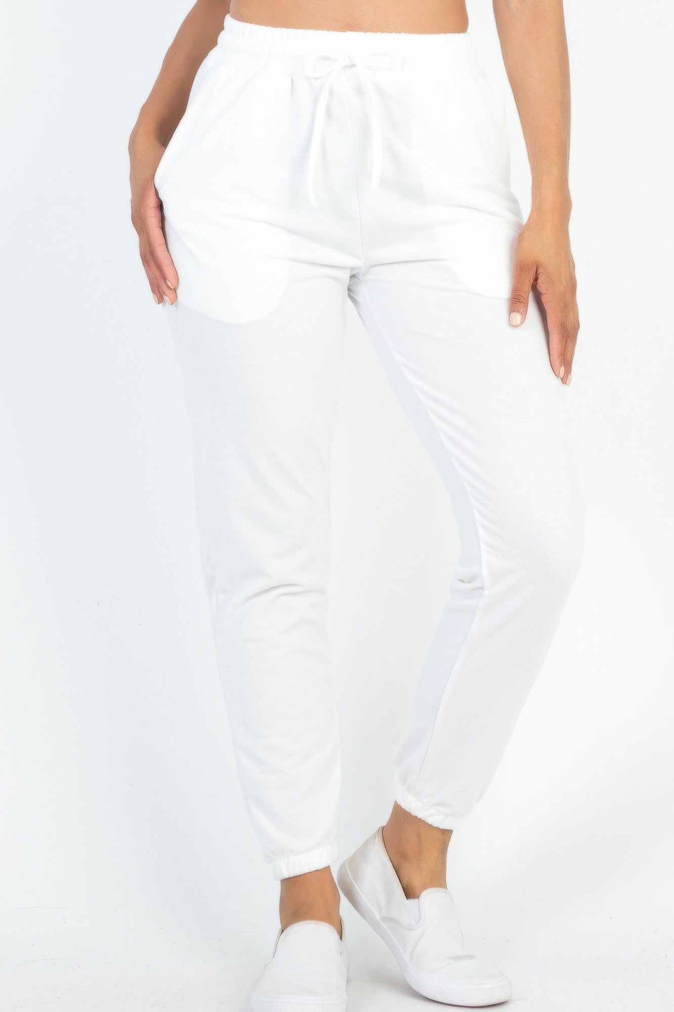 French Terry Jogger Pants - Comfort & Style - dellidu.com - White - product image - S - product image - wh2000659.S.White - dellidu.com