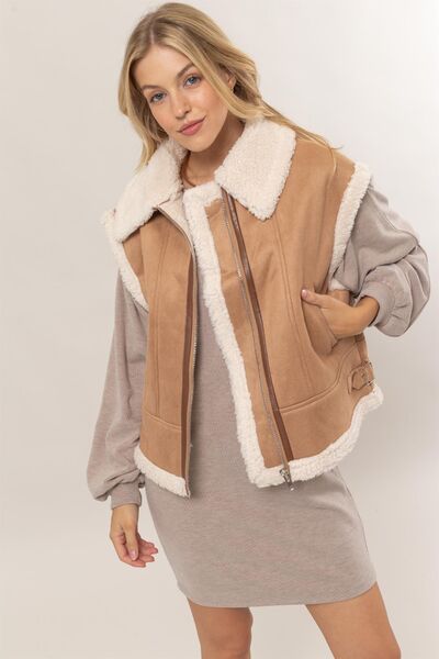 Fur - Contrast Zip Up Suede Vest - dellidu.com - 100100787161090 - Brown - 93e63c30 - f4b5 - 4741 - b8a3 - 7dbdf3b83570 - Min - S - 93e63c30 - f4b5 - 4741 - b8a3 - 7dbdf3b83570 - Min - 100100787161090 - Trendsi