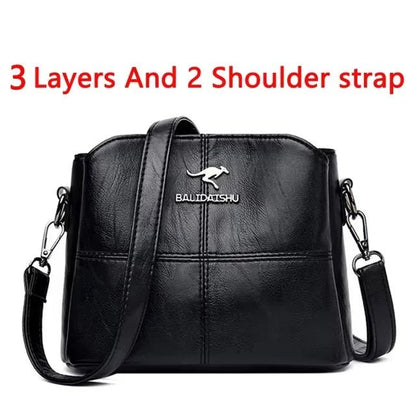 Genuine Leather Luxury Handbags for Women - Crossbody & Shoulder - dellidu.com - 3 Layers Black - Genuine Leather Luxury Handbags for Women - Crossbody & Shoulder - Genuine Leather Luxury Handbags for Women - Crossbody & Shoulder - 14:200003699#3 Layers Black - dellidu.com