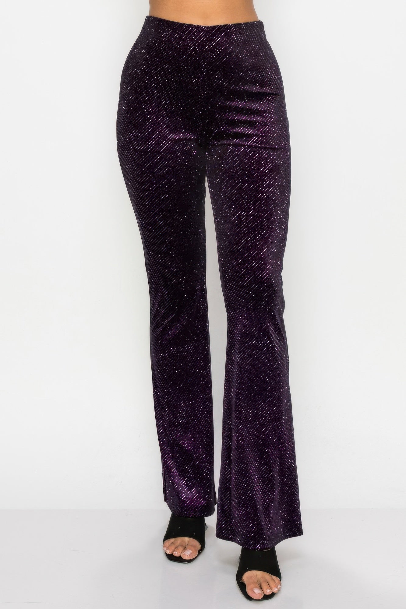 Glittery Flare High - Rise Elastic Pants - dellidu.com - S - product image - product image - 59211.S - dellidu.com