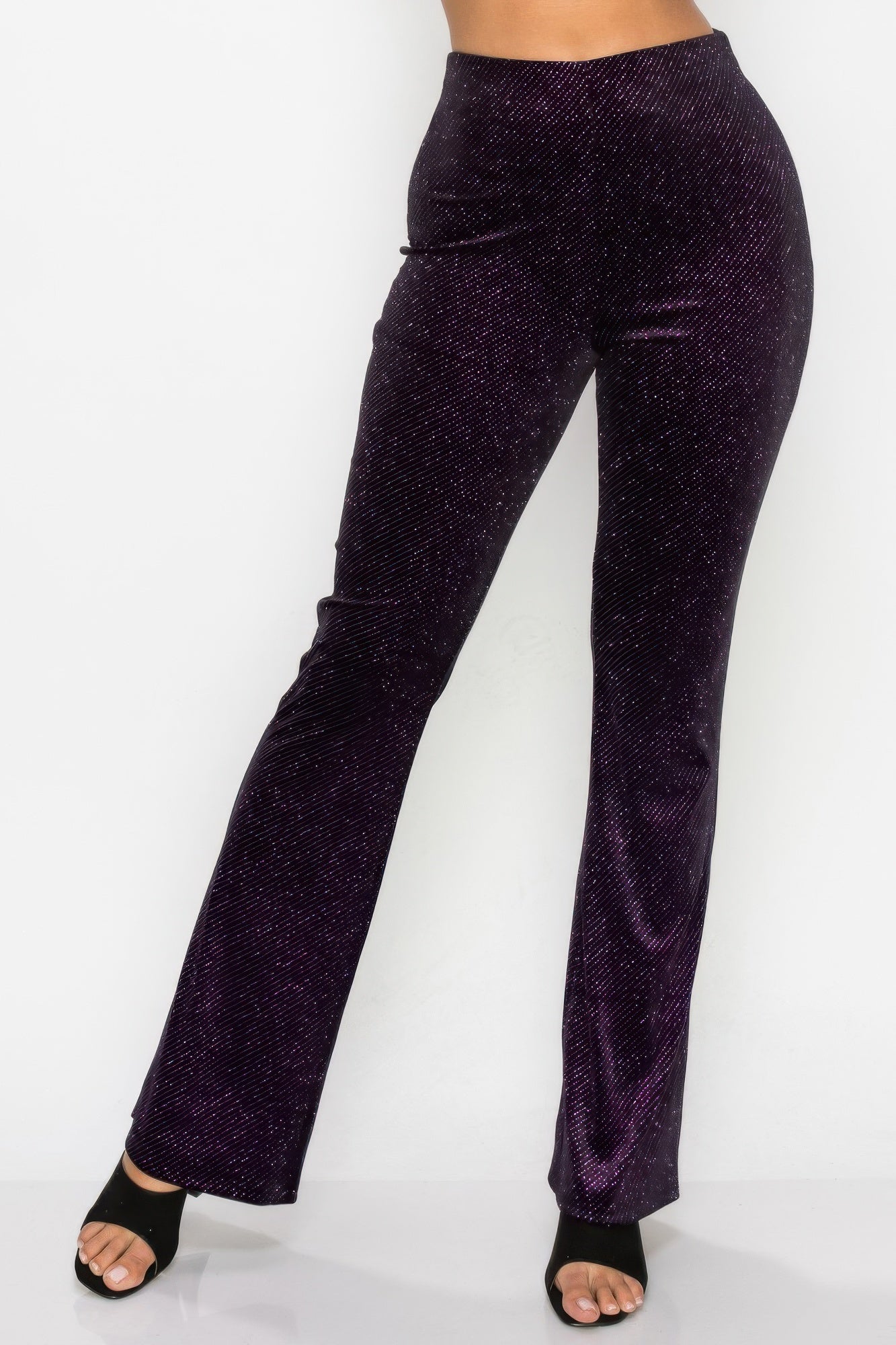 Glittery Flare High - Rise Elastic Pants - dellidu.com - S - product image - product image - 59211.S - dellidu.com