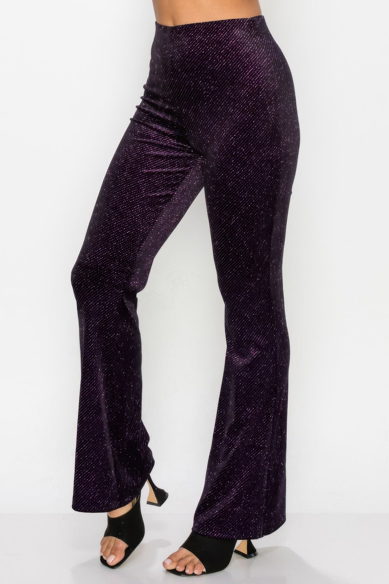 Glittery Flare High - Rise Elastic Pants - dellidu.com - S - product image - product image - 59211.S - dellidu.com