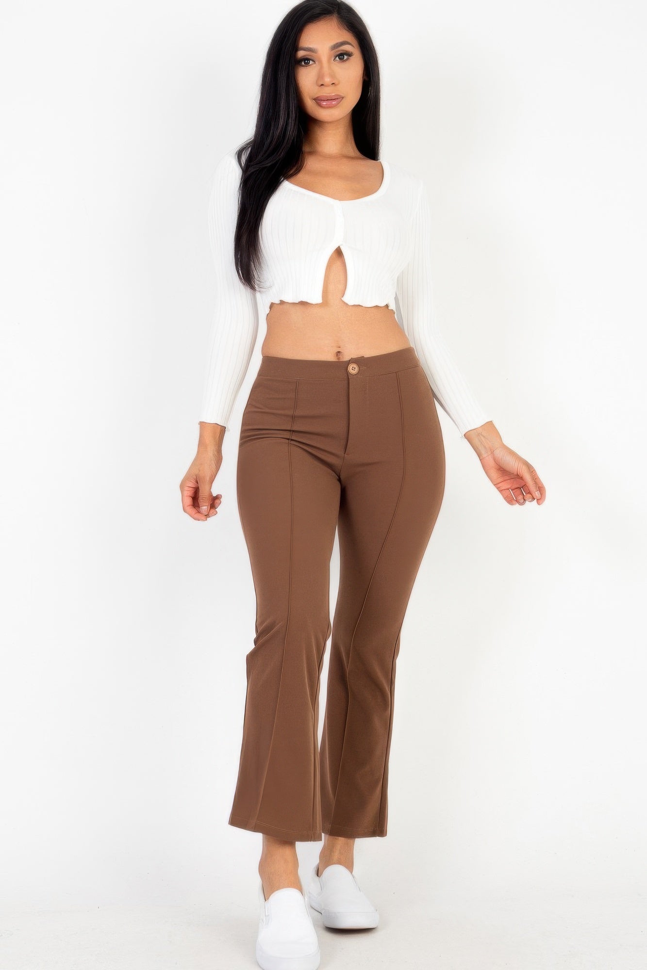 High Waist Knit Flare Pants - dellidu.com - Black - product image - S - product image - wh2000657.S.Black - dellidu.com