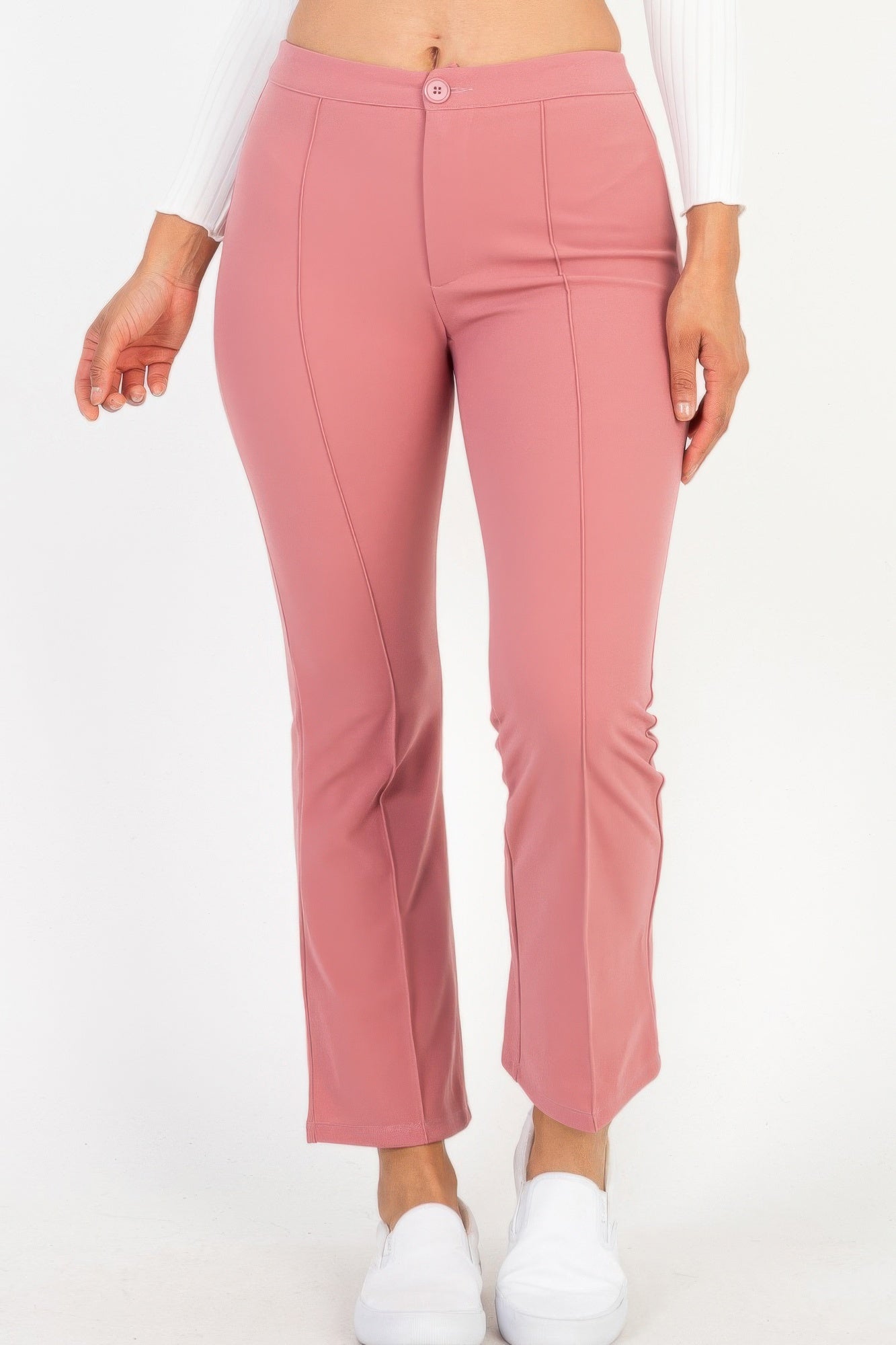 High Waist Knit Flare Pants - dellidu.com - Rosewood - product image - S - product image - wh2000657.S.Rosewood - dellidu.com