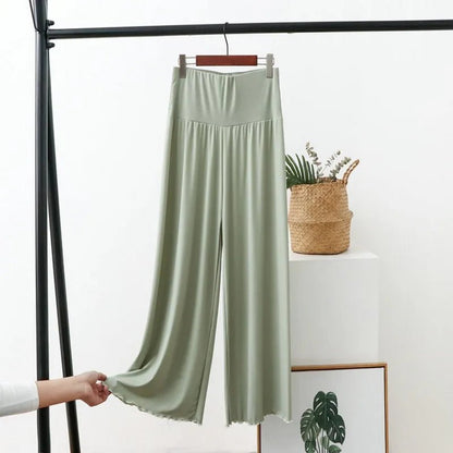 High Waist Modal Wide Leg Pants for Women - dellidu.com - light green - High Waist Modal Wide Leg Pants for Women - L - Hip - 110cm - High Waist Modal Wide Leg Pants for Women - 14:1254#light green;5:361385#L - Hip - 110cm - dellidu.com