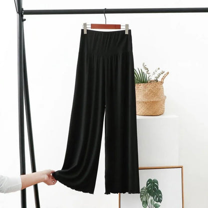 High Waist Modal Wide Leg Pants for Women - dellidu.com - black - High Waist Modal Wide Leg Pants for Women - L - Hip - 110cm - High Waist Modal Wide Leg Pants for Women - 14:771#black;5:361385#L - Hip - 110cm - dellidu.com