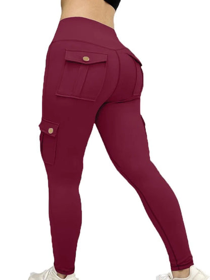 High Waist Pocket Gym Leggings for Women - dellidu.com - Red - High Waist Pocket Gym Leggings for Women - S - High Waist Pocket Gym Leggings for Women - 14:1254#Red;5:100014064 - dellidu.com