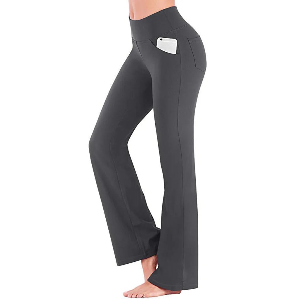 High Waist Straight Flare Pants with Pockets for Women - dellidu.com - CS - Gray - High Waist Straight Flare Pants with Pockets for Women - XXL - High Waist Straight Flare Pants with Pockets for Women - 14:691#CS - Gray;5:4182 - dellidu.com