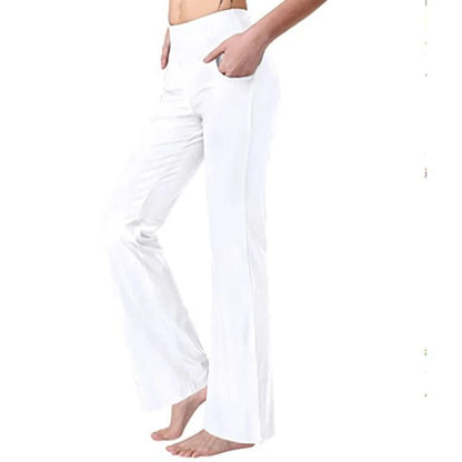 High Waist Straight Flare Pants with Pockets for Women - dellidu.com - CS - White - High Waist Straight Flare Pants with Pockets for Women - L - High Waist Straight Flare Pants with Pockets for Women - 14:200001438#CS - White;5:361385 - dellidu.com