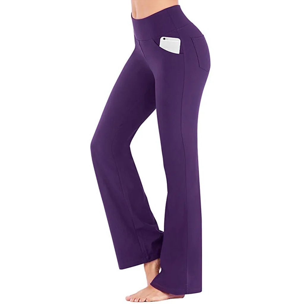 High Waist Straight Flare Pants with Pockets for Women - dellidu.com - CS - Purple - High Waist Straight Flare Pants with Pockets for Women - XXL - High Waist Straight Flare Pants with Pockets for Women - 14:496#CS - Purple;5:4182 - dellidu.com