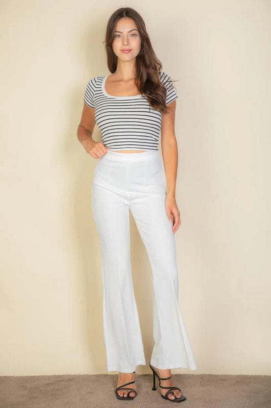 High Waist Stretch Crepe Flare Pants - dellidu.com - S - product image - product image - 59217.S - dellidu.com