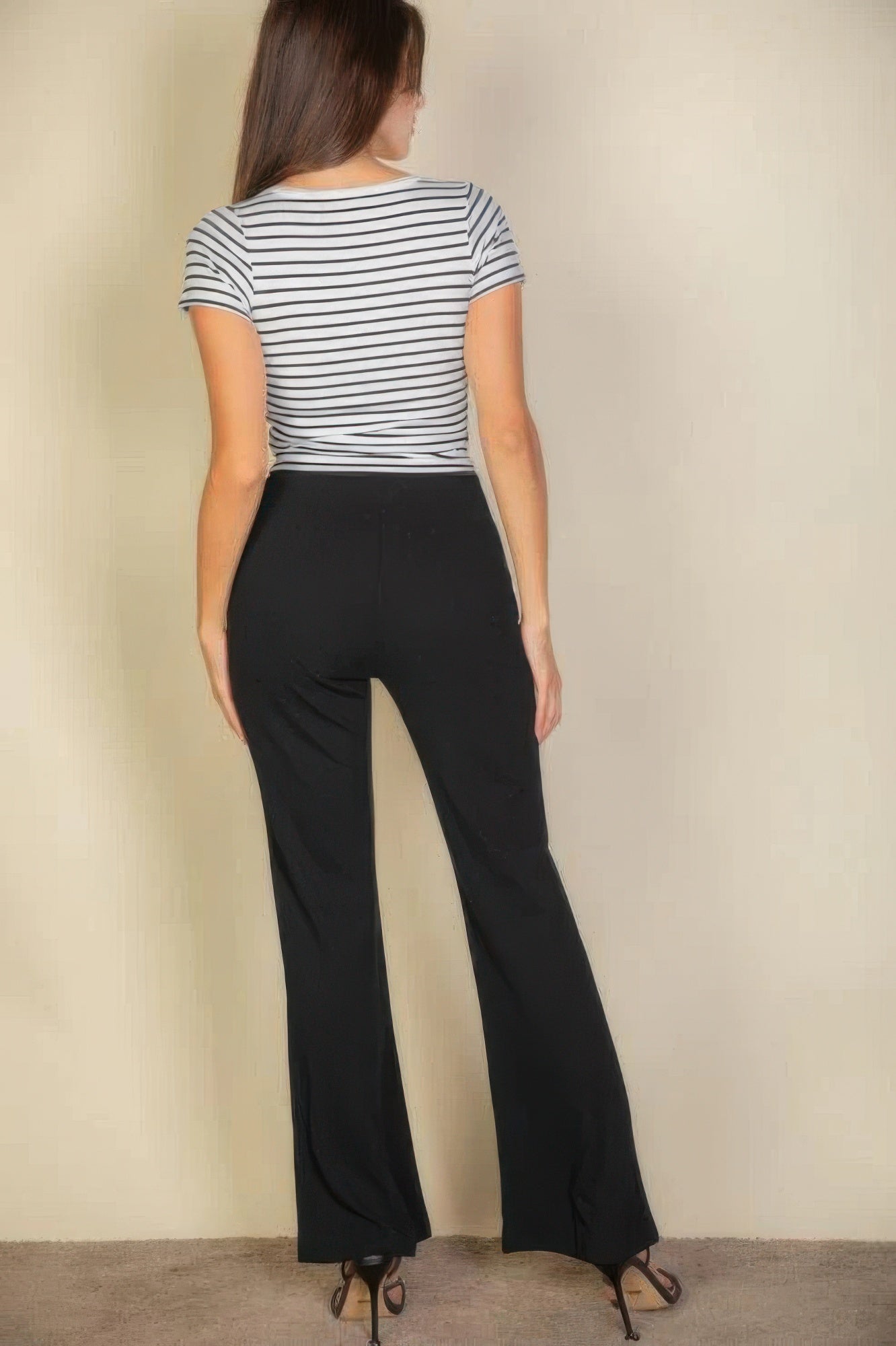 High Waist Stretch Crepe Flare Pants - dellidu.com - S - product image - product image - 59217a.S - dellidu.com