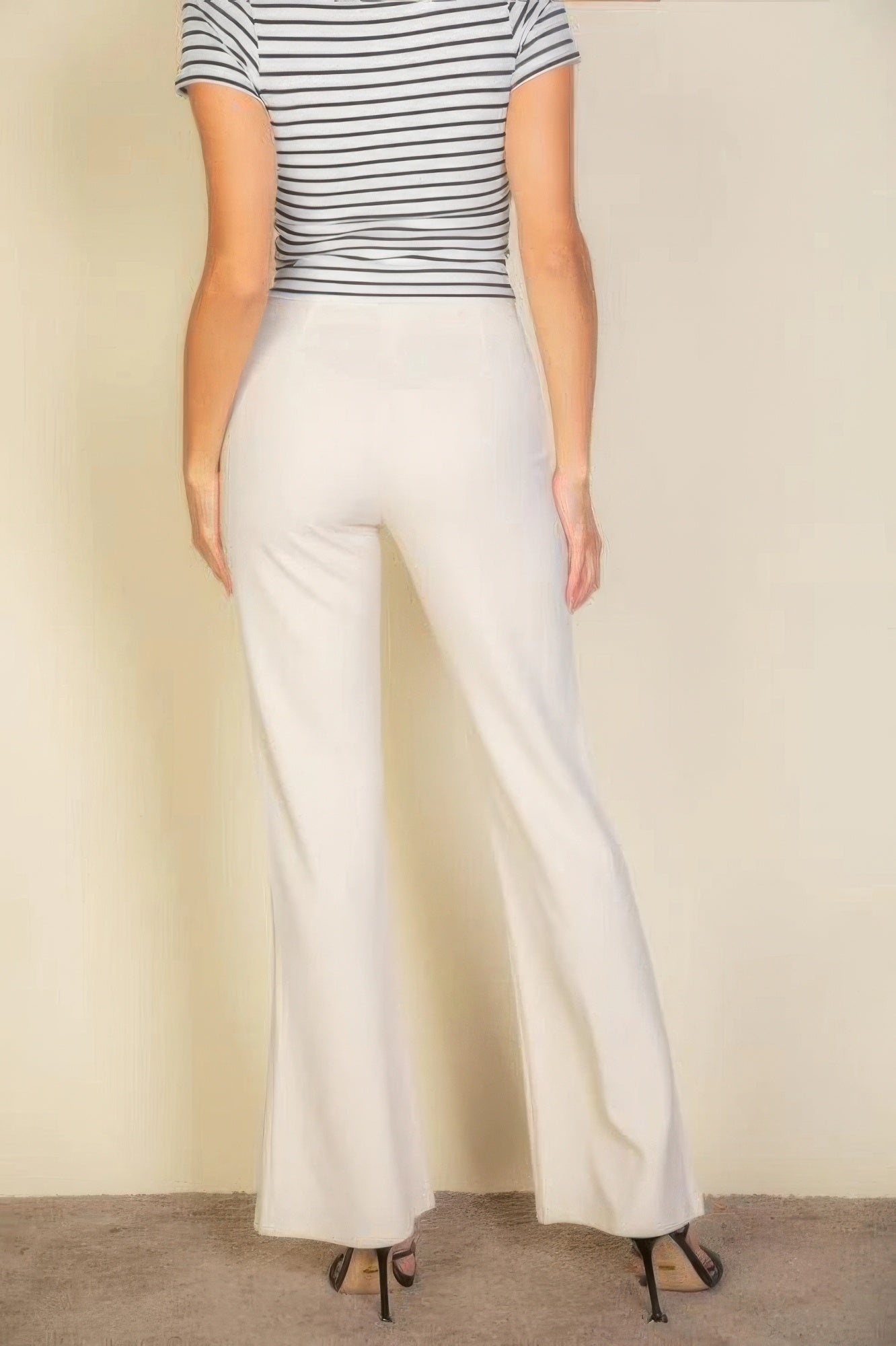 High Waist Stretch Crepe Flare Pants in Khaki - dellidu.com - S - product image - product image - 59217c.S - dellidu.com