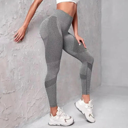 High Waist Striped Mesh Fitness Leggings for Women - dellidu.com - gray - High Waist Striped Mesh Fitness Leggings for Women - L - High Waist Striped Mesh Fitness Leggings for Women - 14:1254#gray;5:361385 - dellidu.com