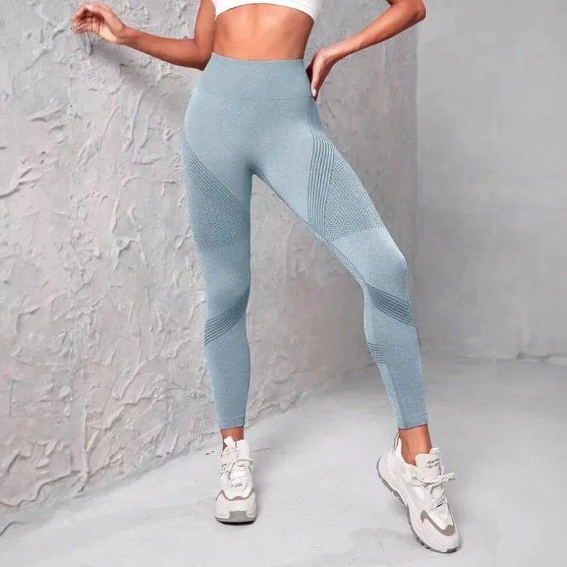 High Waist Striped Mesh Fitness Leggings for Women - dellidu.com - blue - High Waist Striped Mesh Fitness Leggings for Women - L - High Waist Striped Mesh Fitness Leggings for Women - 14:193#blue;5:361385 - dellidu.com