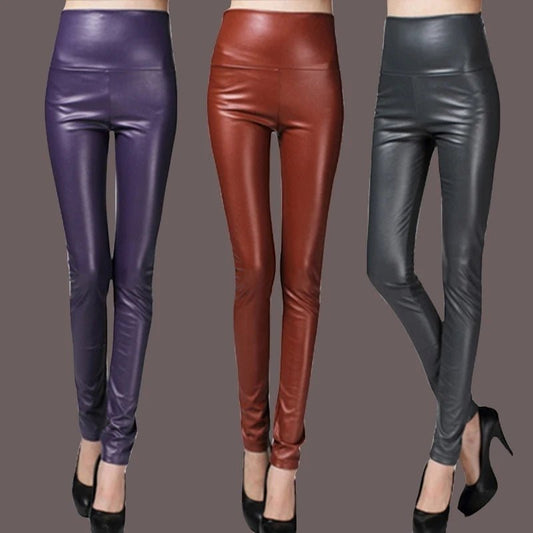 High Waist Y2K Faux Leather Leggings for Women - dellidu.com - Gold - High Waist Y2K Faux Leather Leggings for Women - L - High Waist Y2K Faux Leather Leggings for Women - 14:350850;5:361385 - dellidu.com