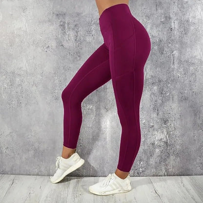 High Waist Yoga Leggings for Women with Pocket - dellidu.com - Red - High Waist Yoga Leggings for Women with Pocket - L - High Waist Yoga Leggings for Women with Pocket - 14:10;5:361385 - dellidu.com