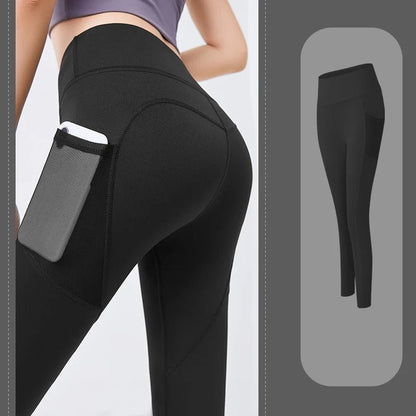 High Waist Yoga Leggings with Side Pocket - dellidu.com - black - High Waist Yoga Leggings with Side Pocket - XL - High Waist Yoga Leggings with Side Pocket - 14:193;5:100014065 - dellidu.com