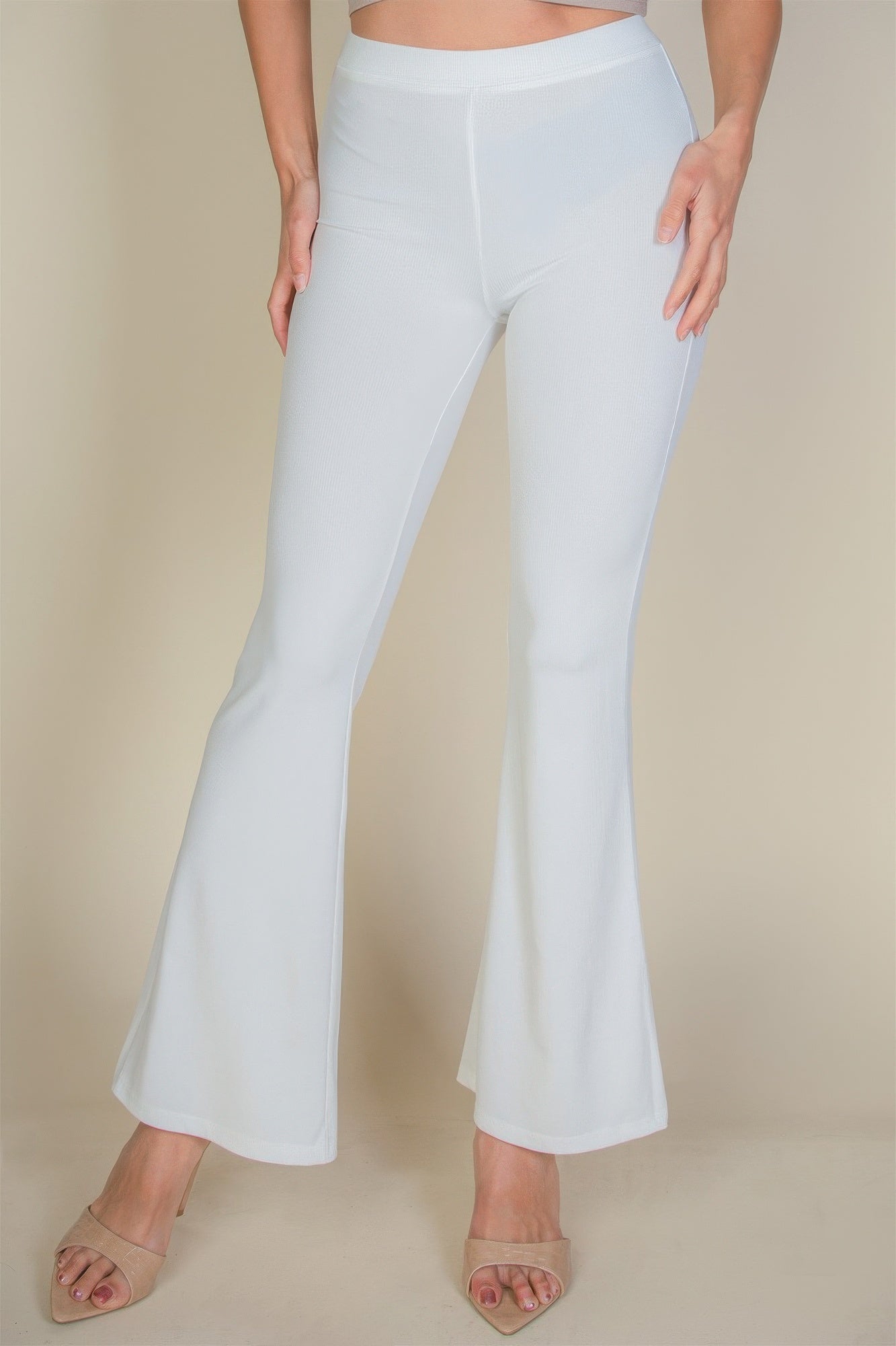 High Waisted Flare Pants - dellidu.com - White - product image - S - product image - wh2000634.S.White - dellidu.com