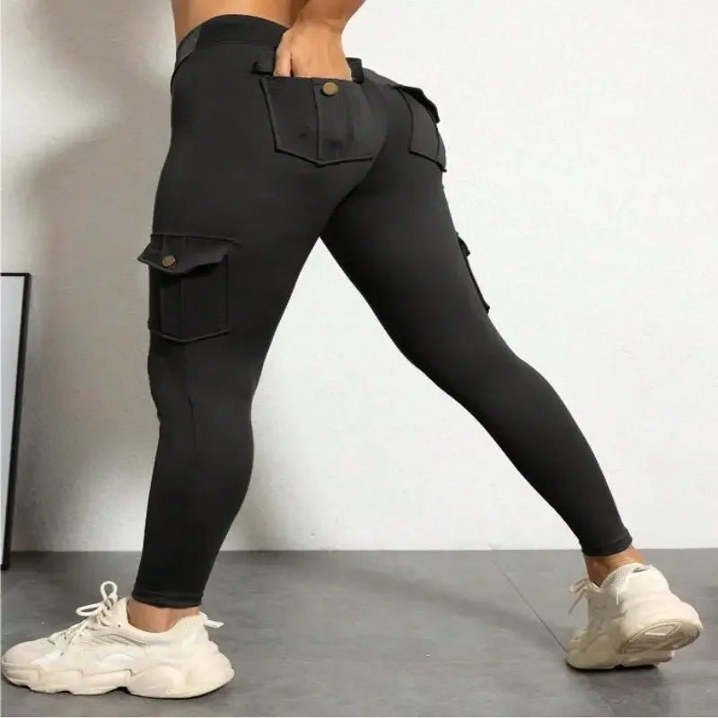 High Waisted Women's Solid Color Leggings with Pockets - dellidu.com - black - High Waisted Women's Solid Color Leggings with Pockets - M - High Waisted Women's Solid Color Leggings with Pockets - 14:193;5:361386 - dellidu.com