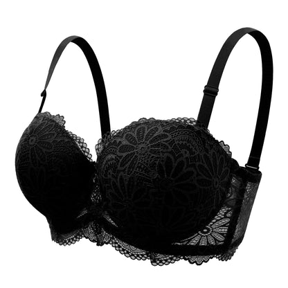 Lace Floral Half Cup Underwire Bra for Women - dellidu.com - Black - Lace Floral Half Cup Underwire Bra for Women - 85C - Lace Floral Half Cup Underwire Bra for Women - 14:193#Black;289:200661925 - dellidu.com