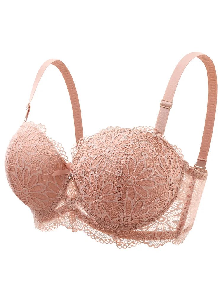 Lace Floral Half Cup Underwire Bra for Women - dellidu.com - Skin - Lace Floral Half Cup Underwire Bra for Women - 85C - Lace Floral Half Cup Underwire Bra for Women - 14:771#Skin;289:200661925 - dellidu.com