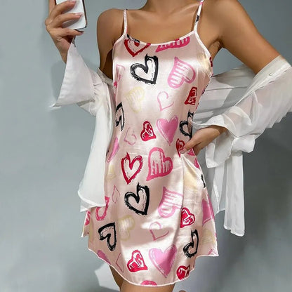 Ladies Sexy Floral Silk Satin Nightgown - dellidu.com - Pink - Ladies Sexy Floral Silk Satin Nightgown - S - Ladies Sexy Floral Silk Satin Nightgown - 14:193#Pink;5:100014064 - dellidu.com