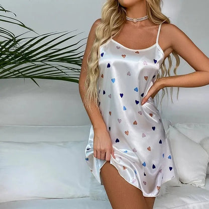 Ladies Sexy Floral Silk Satin Nightgown - dellidu.com - White - Ladies Sexy Floral Silk Satin Nightgown - XL - Ladies Sexy Floral Silk Satin Nightgown - 14:771#White;5:100014065 - dellidu.com