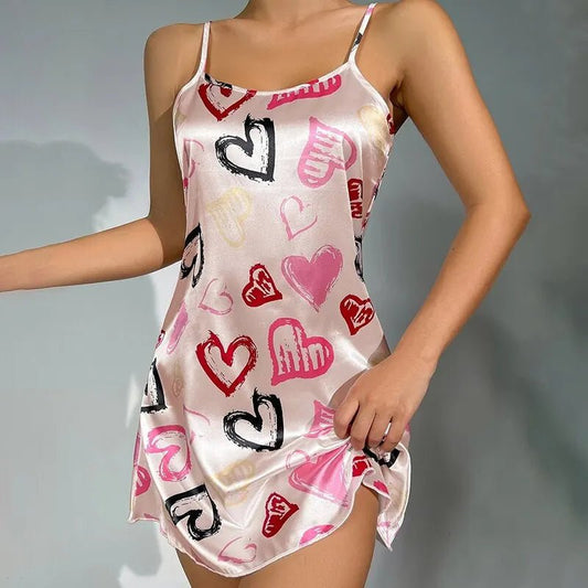 Ladies Sexy Floral Silk Satin Nightgown - dellidu.com - Pink - Ladies Sexy Floral Silk Satin Nightgown - S - Ladies Sexy Floral Silk Satin Nightgown - 14:193#Pink;5:100014064 - dellidu.com