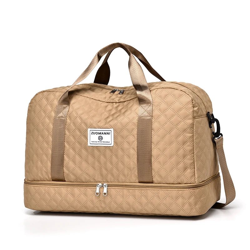 Lightweight Rhombic Lattice Travel Duffle Bag - dellidu.com - Khaki - Lightweight Rhombic Lattice Travel Duffle Bag - Lightweight Rhombic Lattice Travel Duffle Bag - 14:200001438 - dellidu.com