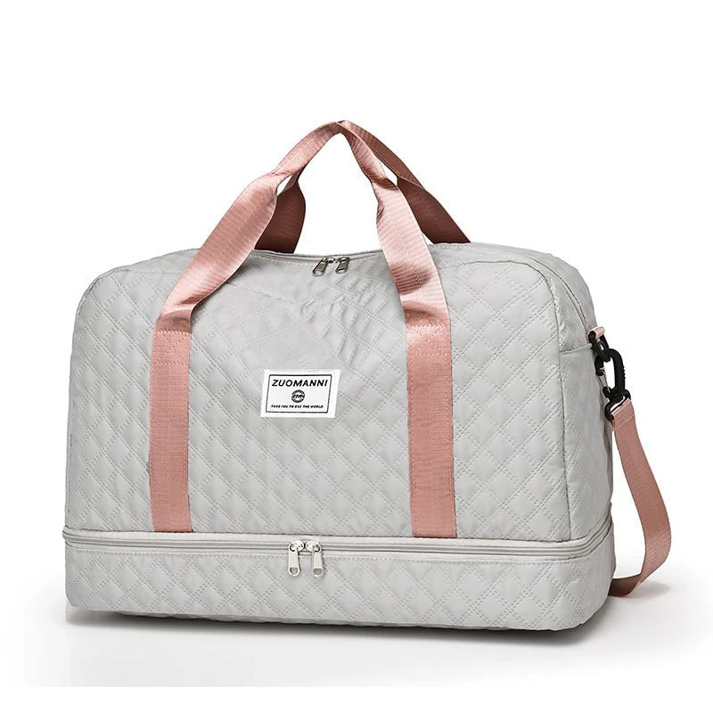 Lightweight Rhombic Lattice Travel Duffle Bag - dellidu.com - GRAY - Lightweight Rhombic Lattice Travel Duffle Bag - Lightweight Rhombic Lattice Travel Duffle Bag - 14:691 - dellidu.com