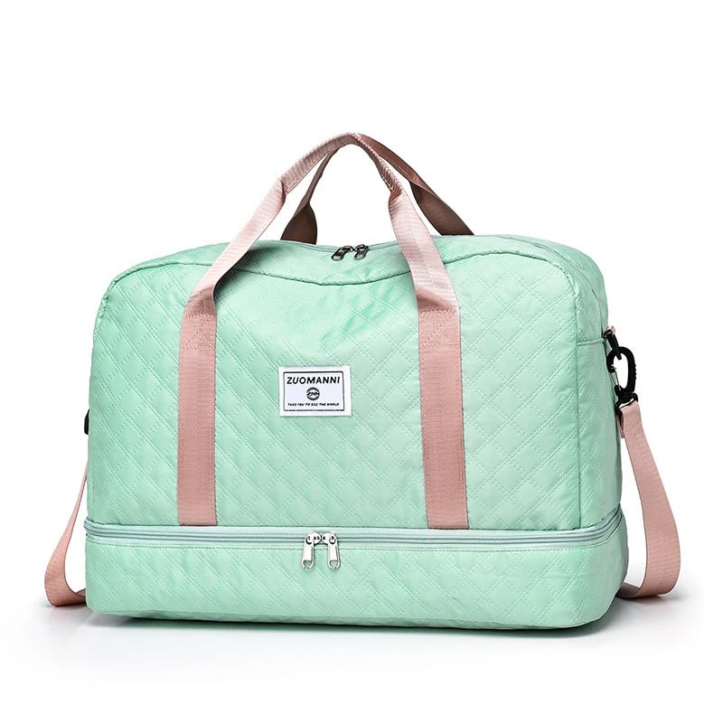 Lightweight Rhombic Lattice Travel Duffle Bag - dellidu.com - Green Pink - Lightweight Rhombic Lattice Travel Duffle Bag - Lightweight Rhombic Lattice Travel Duffle Bag - 14:200003699#Green Pink - dellidu.com