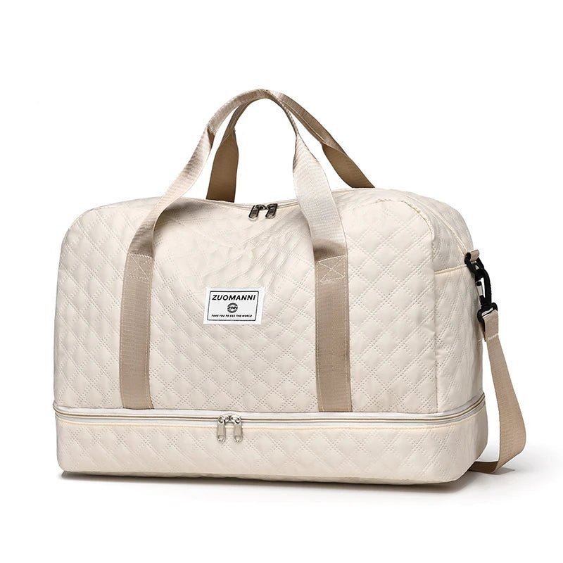 Lightweight Rhombic Lattice Travel Duffle Bag - dellidu.com - Beige - Lightweight Rhombic Lattice Travel Duffle Bag - Lightweight Rhombic Lattice Travel Duffle Bag - 14:771 - dellidu.com