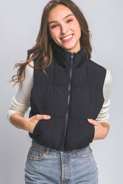 Love Tree Zip Up Turtleneck Cropped Vest Coat - dellidu.com - 100100949951866 - Black - bf3b68c2 - eb56 - 4ef1 - 9f0a - 39b546baa656 - Min - S - bf3b68c2 - eb56 - 4ef1 - 9f0a - 39b546baa656 - Min - 100100949951866 - Trendsi