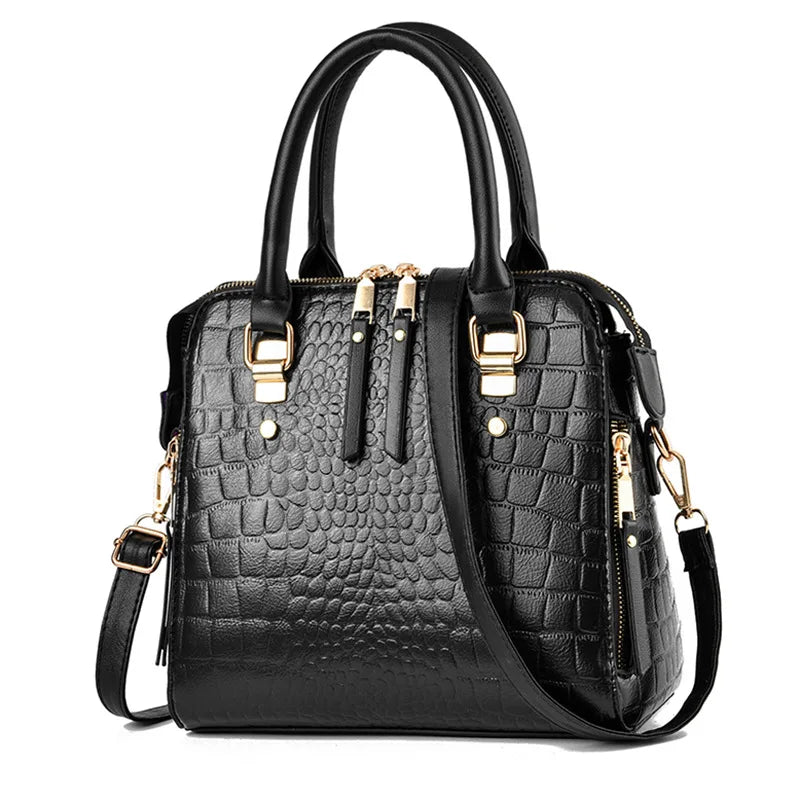 Luxury Crocodile Pattern Handbag for Women - dellidu.com - black - Luxury Crocodile Pattern Handbag for Women - Luxury Crocodile Pattern Handbag for Women - 14:193 - dellidu.com