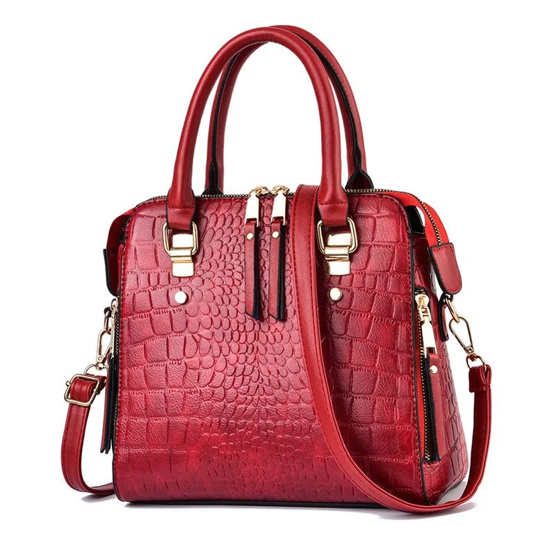 Luxury Crocodile Pattern Handbag for Women - dellidu.com - Red - Luxury Crocodile Pattern Handbag for Women - Luxury Crocodile Pattern Handbag for Women - 14:10 - dellidu.com