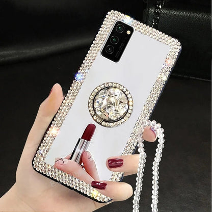 Luxury Mirror Diamond Case for Samsung Galaxy A Series - dellidu.com - Diamond with Holder - Luxury Mirror Diamond Case for Samsung Galaxy A Series - S24 FE - Luxury Mirror Diamond Case for Samsung Galaxy A Series - 10:1064#S24 FE;14:1254#Diamond with Holder - dellidu.com