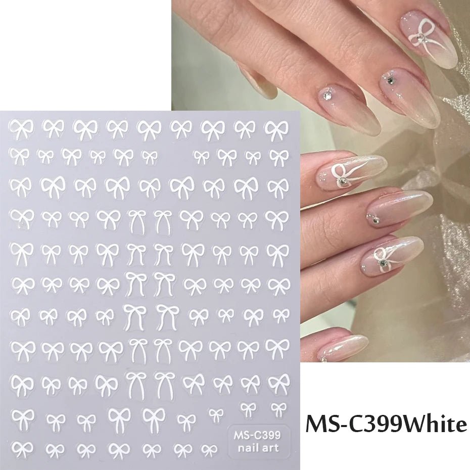 Mini Bowknot Nail Art Stickers - 1/2pcs Self - Adhesive Decals - dellidu.com - MS - C399 White - Mini Bowknot Nail Art Stickers - 1/2pcs Self - Adhesive Decals - Mini Bowknot Nail Art Stickers - 1/2pcs Self - Adhesive Decals - 14:175#MS - C399 White - dellidu.com