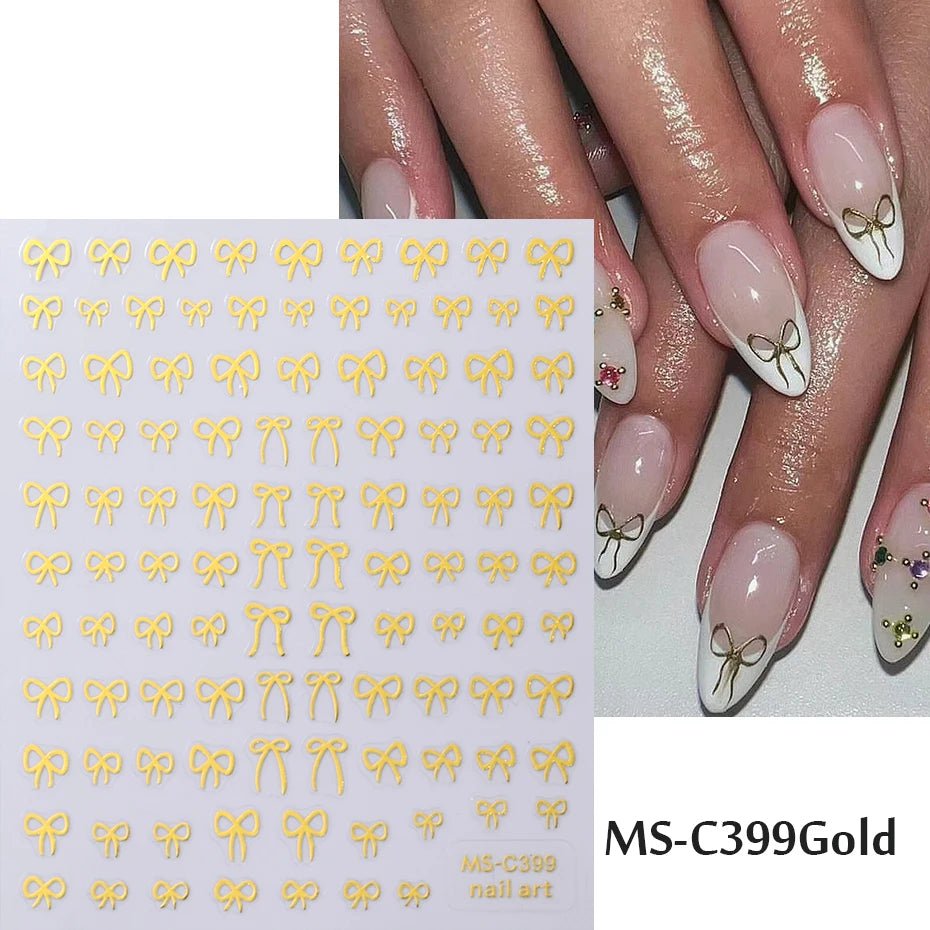 Mini Bowknot Nail Art Stickers - 1/2pcs Self - Adhesive Decals - dellidu.com - MS - C399 Gold - Mini Bowknot Nail Art Stickers - 1/2pcs Self - Adhesive Decals - Mini Bowknot Nail Art Stickers - 1/2pcs Self - Adhesive Decals - 14:201336447#MS - C399 Gold - dellidu.com