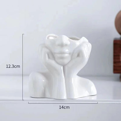 Modern Female Head Vase for Indoor/Outdoor Decor - dellidu.com - Vase - Modern Female Head Vase for Indoor/Outdoor Decor - Modern Female Head Vase for Indoor/Outdoor Decor - 14:29#Vase - dellidu.com