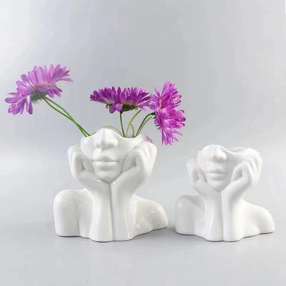 Modern Female Head Vase for Indoor/Outdoor Decor - dellidu.com - Vase - Modern Female Head Vase for Indoor/Outdoor Decor - Modern Female Head Vase for Indoor/Outdoor Decor - 14:29#Vase - dellidu.com