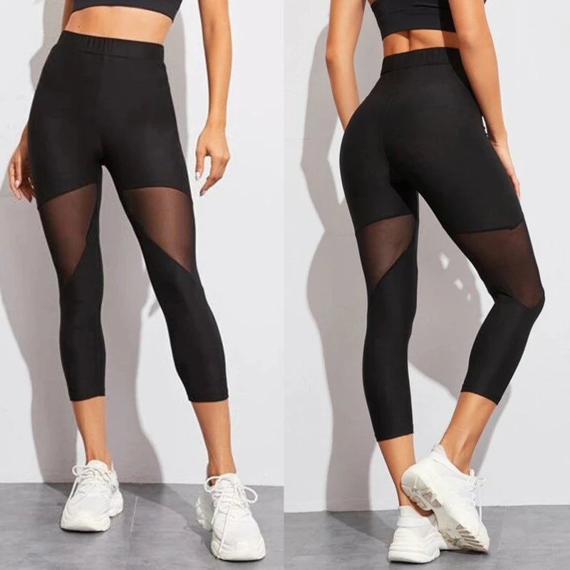 Perspective Mesh Patchwork Fitness Leggings for Women - dellidu.com - Black - Perspective Mesh Patchwork Fitness Leggings for Women - S - Perspective Mesh Patchwork Fitness Leggings for Women - 14:193#Black;5:100014064 - dellidu.com