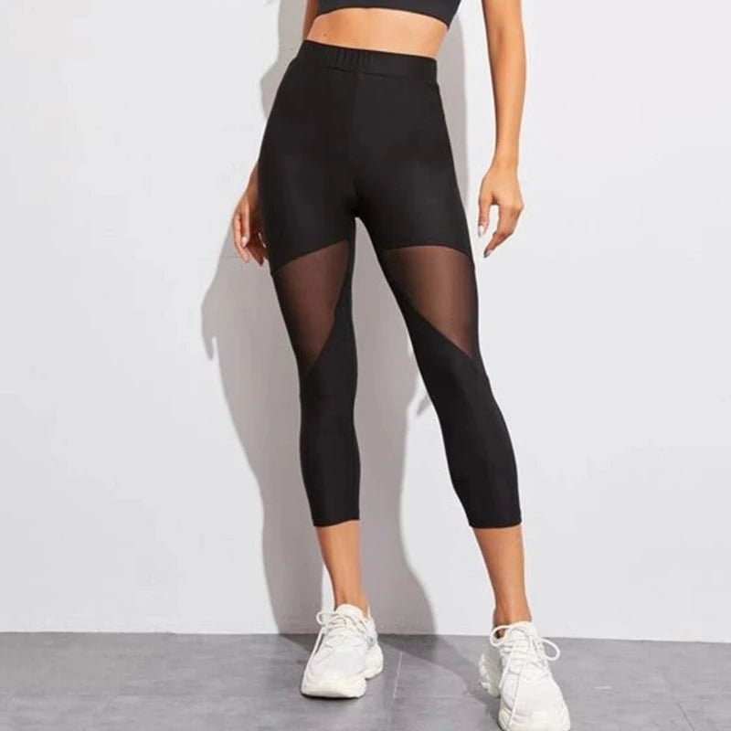 Perspective Mesh Patchwork Fitness Leggings for Women - dellidu.com - Black - Perspective Mesh Patchwork Fitness Leggings for Women - S - Perspective Mesh Patchwork Fitness Leggings for Women - 14:193#Black;5:100014064 - dellidu.com