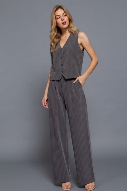 Pin Stripe Woven Straight Pants - dellidu.com - S - product image - product image - 59267.S - dellidu.com