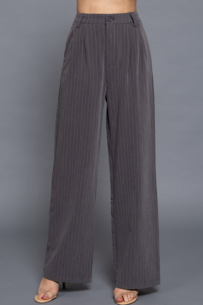 Pin Stripe Woven Straight Pants - dellidu.com - S - product image - product image - 59267.S - dellidu.com