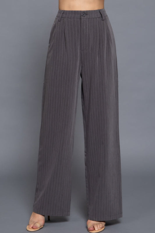 Pin Stripe Woven Straight Pants - dellidu.com - S - product image - product image - 59267.S - dellidu.com