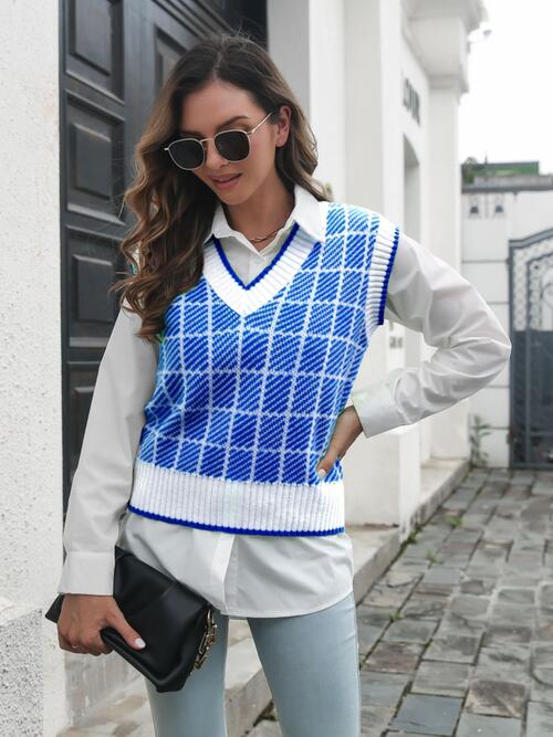 Plaid V - Neck Sweater Vest - dellidu.com - 100100890220257 - Lime - 1a5302eb73bd4fc3a850ae79a5992018 - Min - S - 1a5302eb73bd4fc3a850ae79a5992018 - Min - 100100890220257 - Trendsi